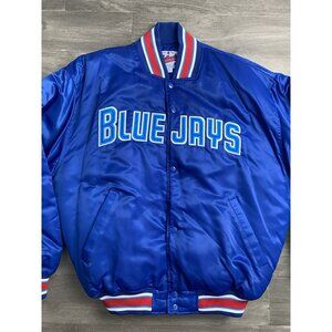 VTG 90s MLB TORONTO BLUE JAYS STARTER SATIN BOMBER JACKET SIZE Xl MINT